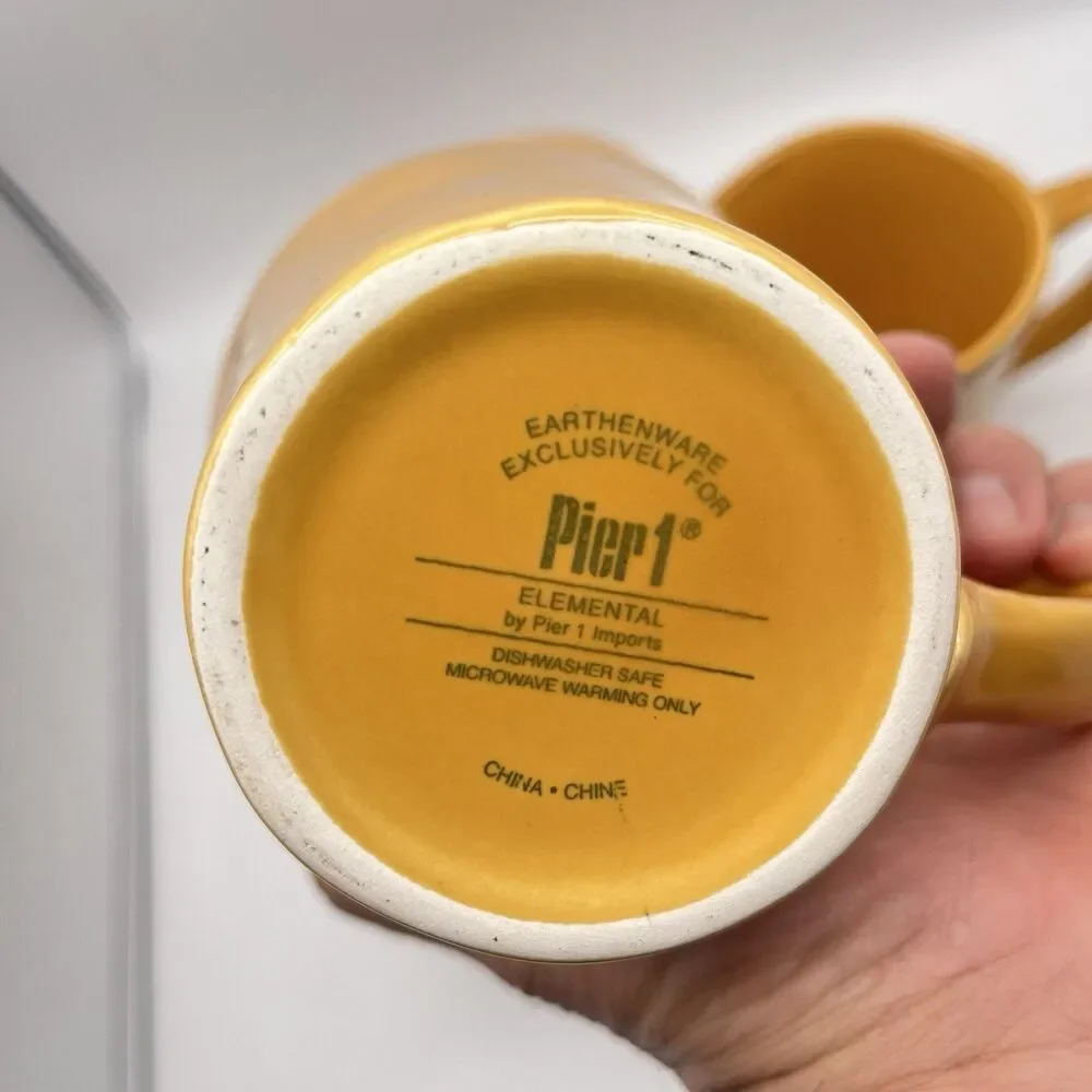 PIER 1 Earthware Elemental Coffee Mugs | Honey Color | 12 oz | Set of 4